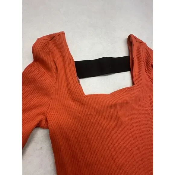 The Range Alloy Ribbed Banded Long Sleeve Top Womens Large Blood Orange - Picture 2 of 7